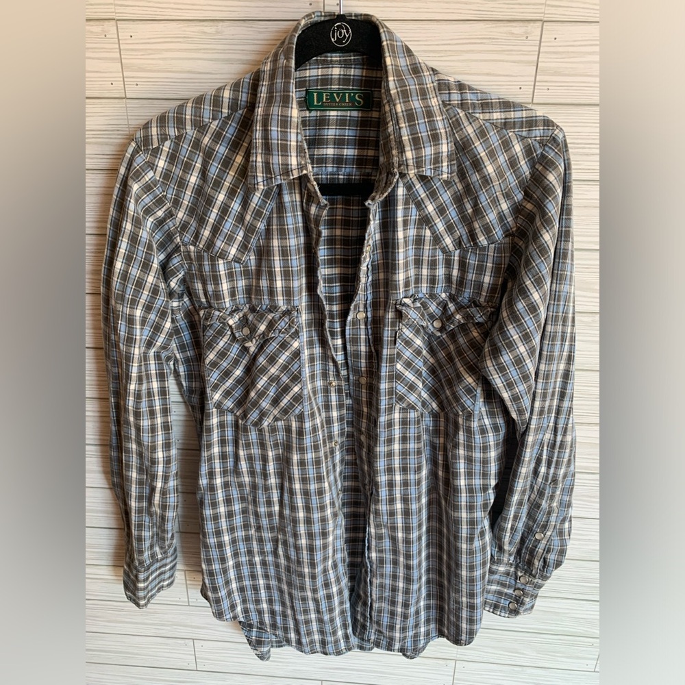 Vintage Levi's Men's Checkered plaid pearl snap western Shirt